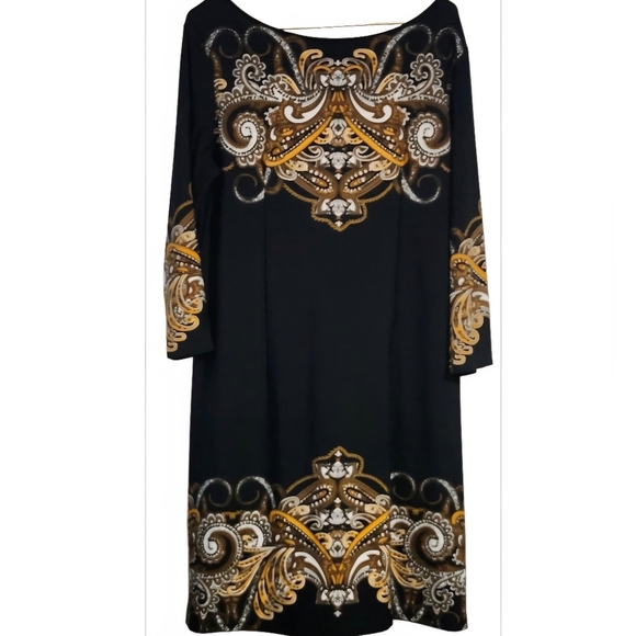 Forever Black Dress with Gold and Brown Accents - Picture 1 of 6